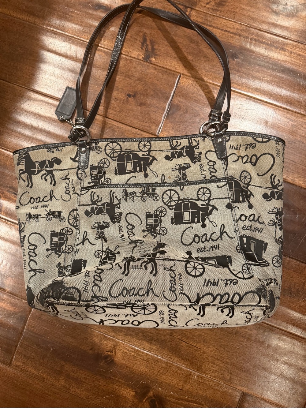 Coach Signature Canvas Shoulder Bag in Beige and Brown - Picture 3 of 5